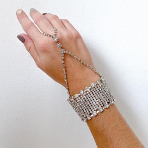 【即納】ラインストーンフィンガーブレスレットD20115