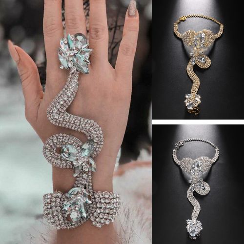 【即納】ラインストーンフィンガーブレスレットD20123