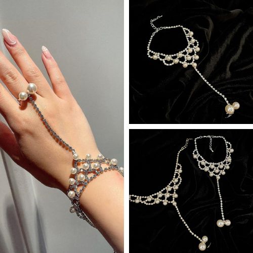 【即納】ラインストーンフィンガーブレスレットD20127