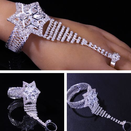 【即納】ラインストーンフィンガーブレスレットD10315