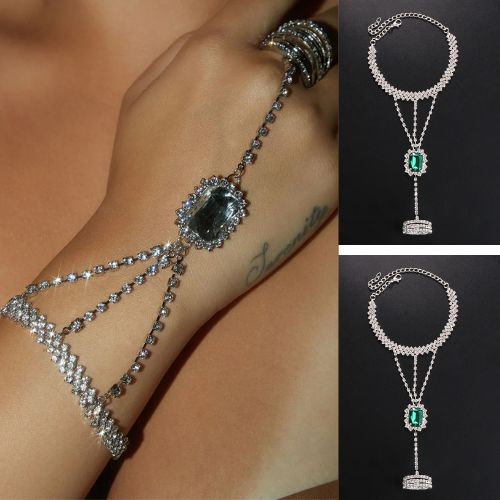 【即納】ラインストーンフィンガーブレスレットD20326