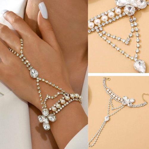 【即納】ラインストーンフィンガーブレスレットD20323