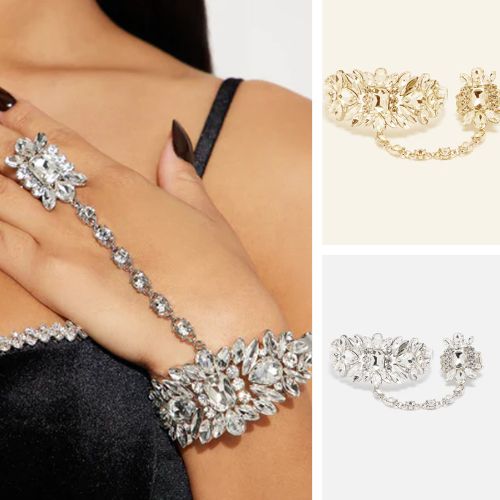 【即納】ラインストーンフィンガーブレスレットD20415