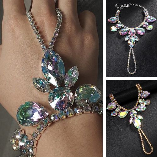 【即納】ラインストーンフィンガーブレスレットD20411