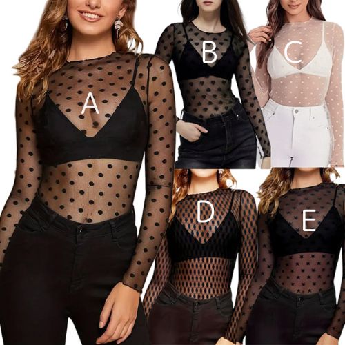 【予約商品】レース長袖メッシュシャツ インナー用セクシーベスト110010