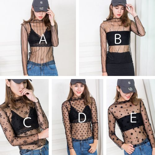 【予約商品】レース長袖メッシュシャツ インナー用セクシーベスト110011