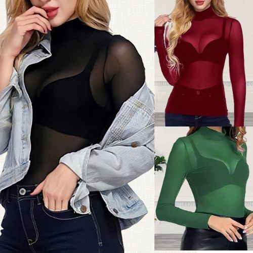 【予約商品】レース長袖メッシュシャツ インナー用セクシーベスト110014