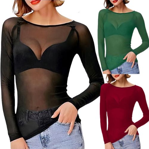 【予約商品】レース長袖メッシュシャツ インナー用セクシーベスト110017