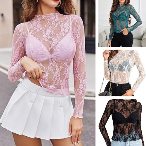 【予約商品】レース長袖メッシュシャツ インナー用セクシーベスト110020