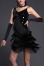 スパンコールダンスドレス3点セット/ドレス&ネックレス&グローブ/y9436-ブラック