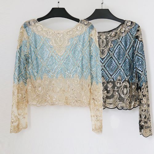 【予約商品】スパンコールショートレーストップRSV008021